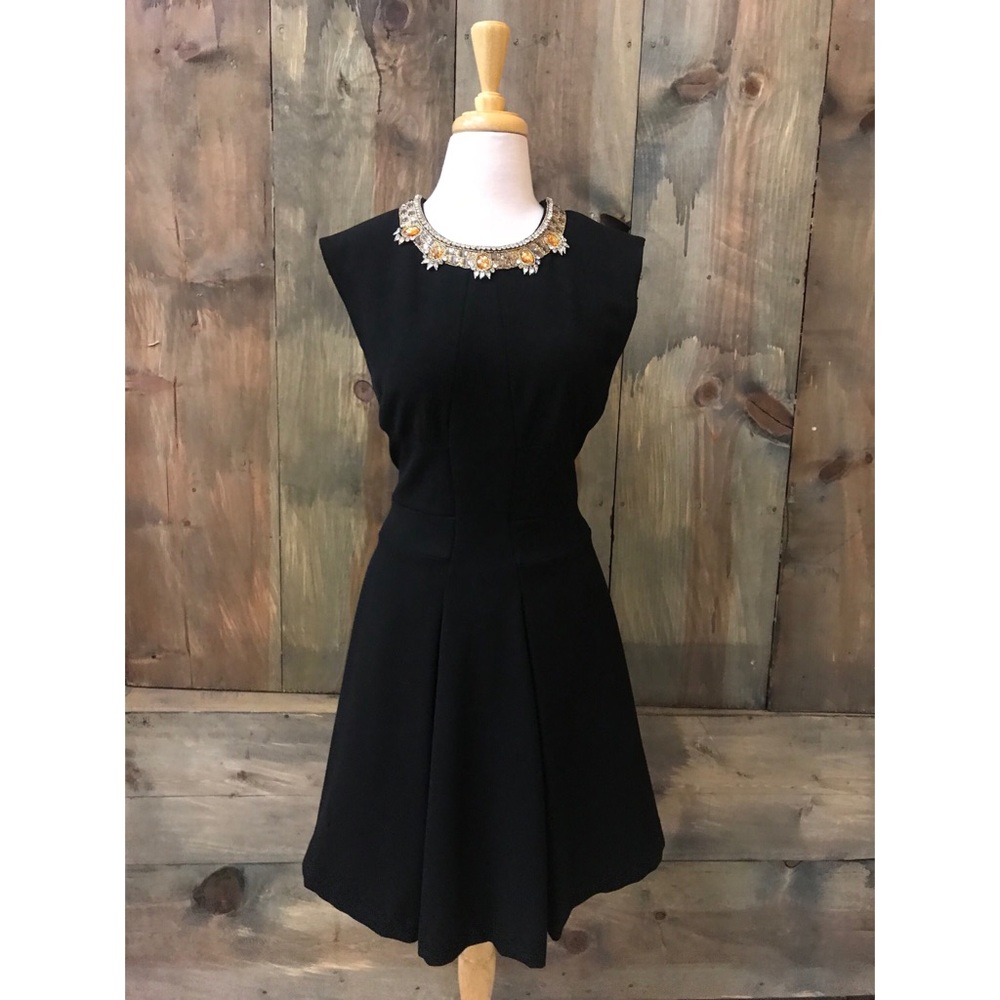 BHLDN Tracy Reese black dress with gem neckline